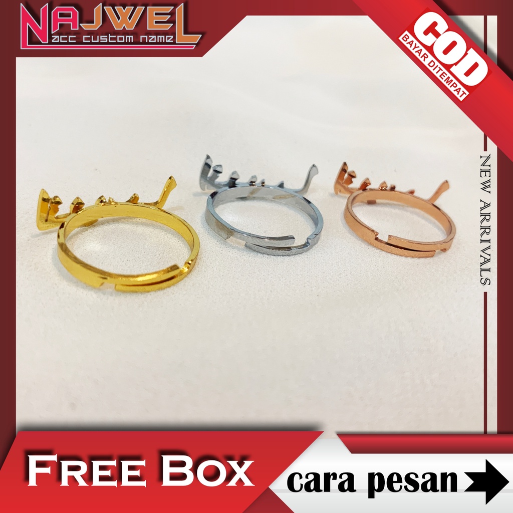 Cincin Nama Custom Huruf Arab Aksesoris Fashion Wanita Premium