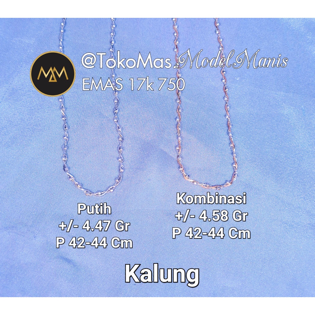 kalung Italy lilit jedar emas putih kombinasi rosegold kadar si 750