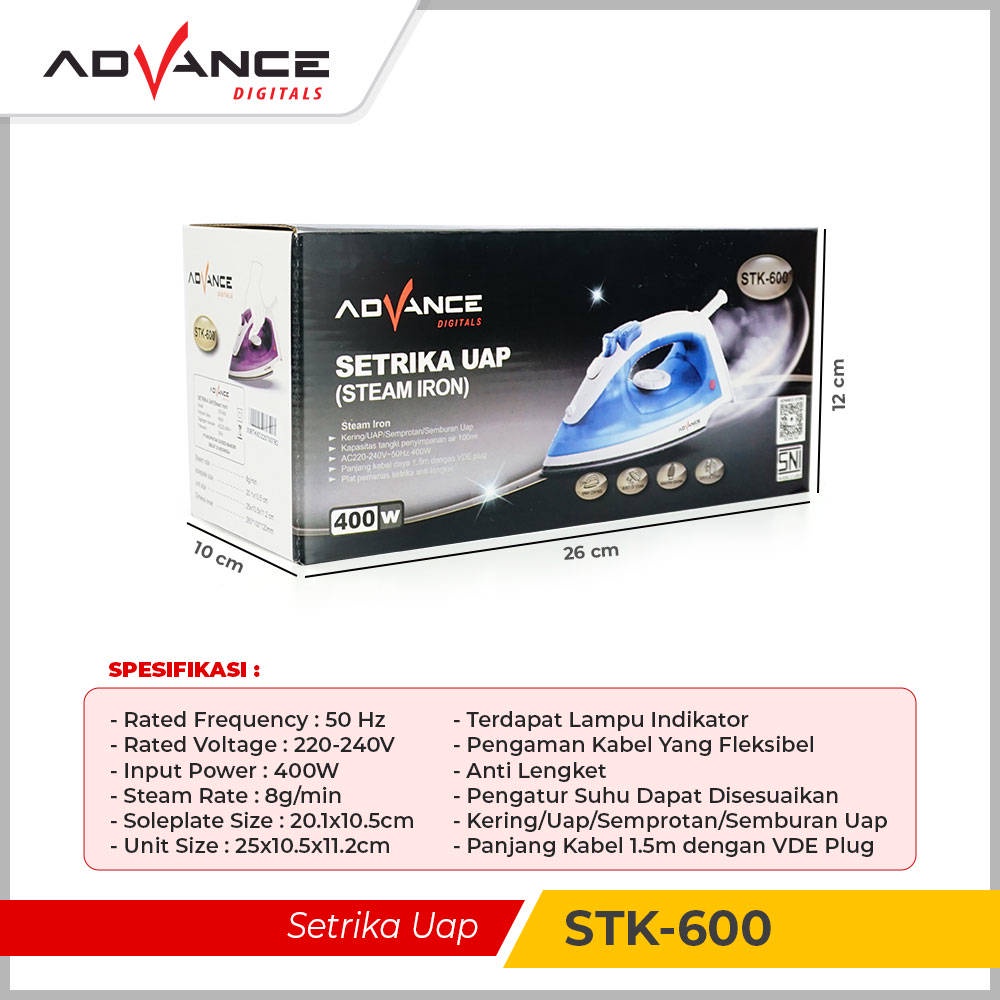 【Garansi 1 Tahun】Advance Setrika UAP STK-600 Setrika Listrik Anti Lengket