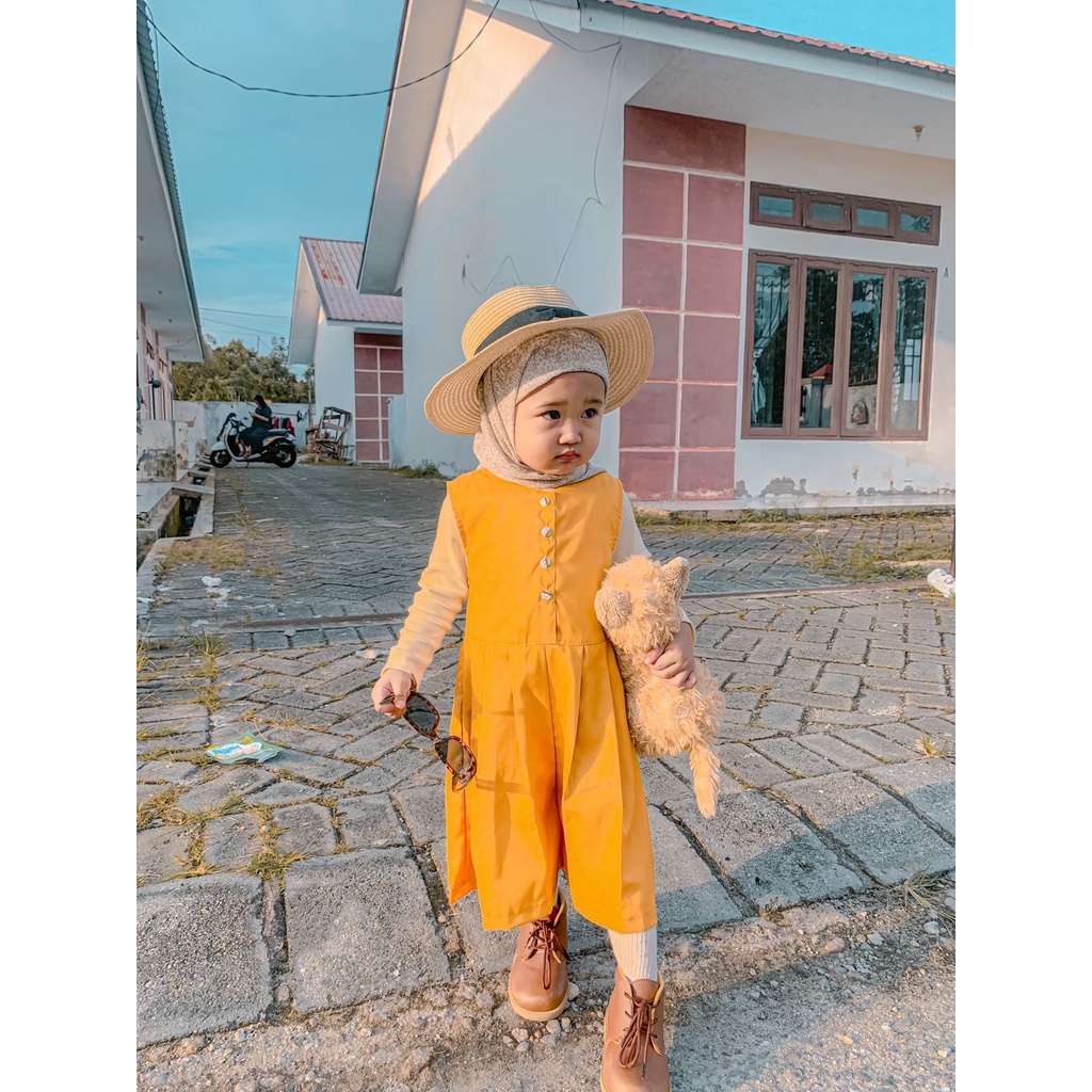 Zahra Jumpsuit Anak Perempuan Elena Bahan Katun | Pakaian Anak Kekinian Umur 1-5 Tahun