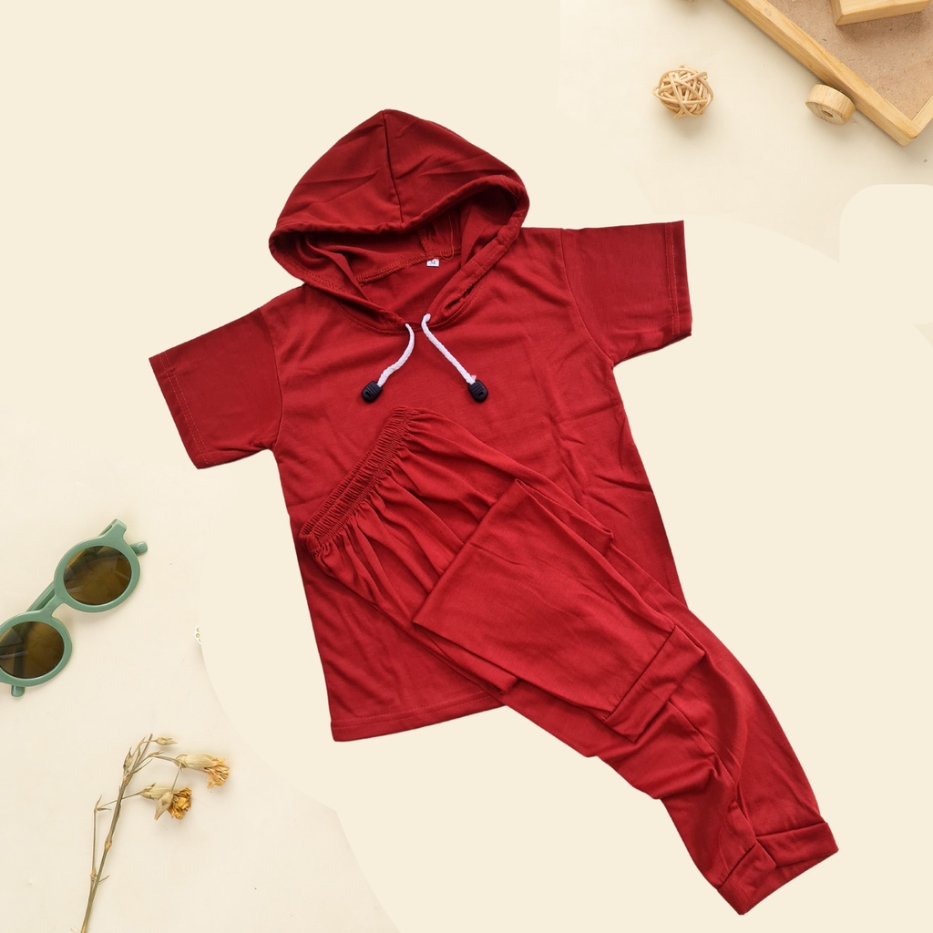 Top Kid Setelan Topi Hoodie Celana Panjang Anak-Anak 09