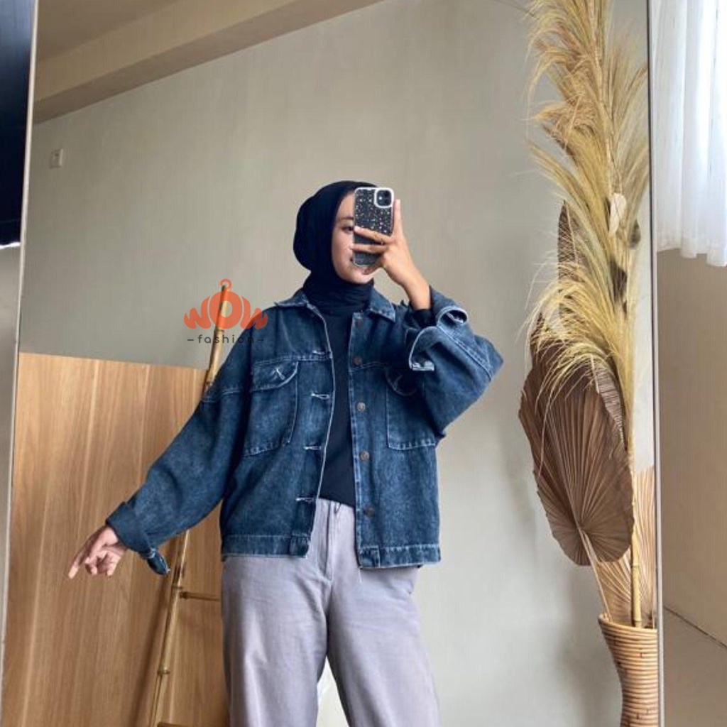 WOW-Vintage Jaket Jeans Oversize Wanita