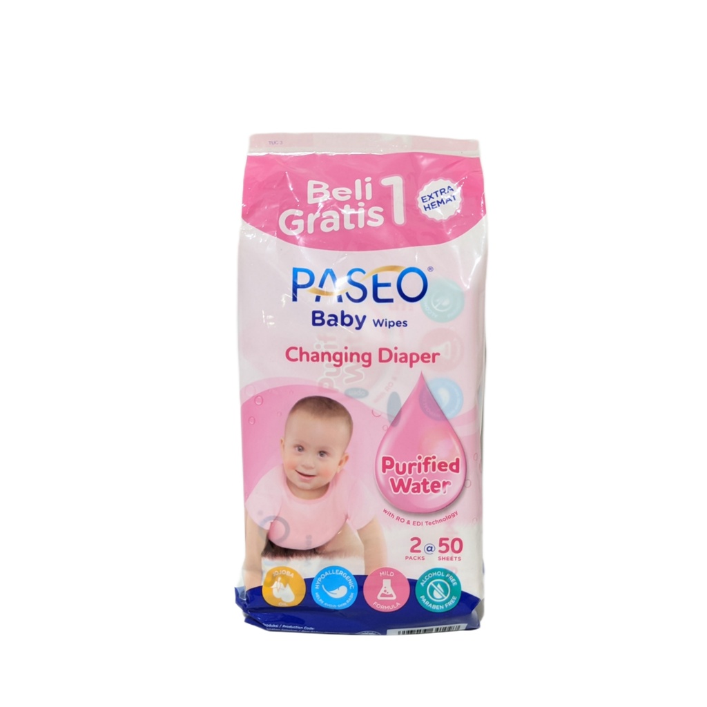 PASEO Baby Wipes 50 sheets Tissue Promo Buy 1 Get 1 Tisu Basah