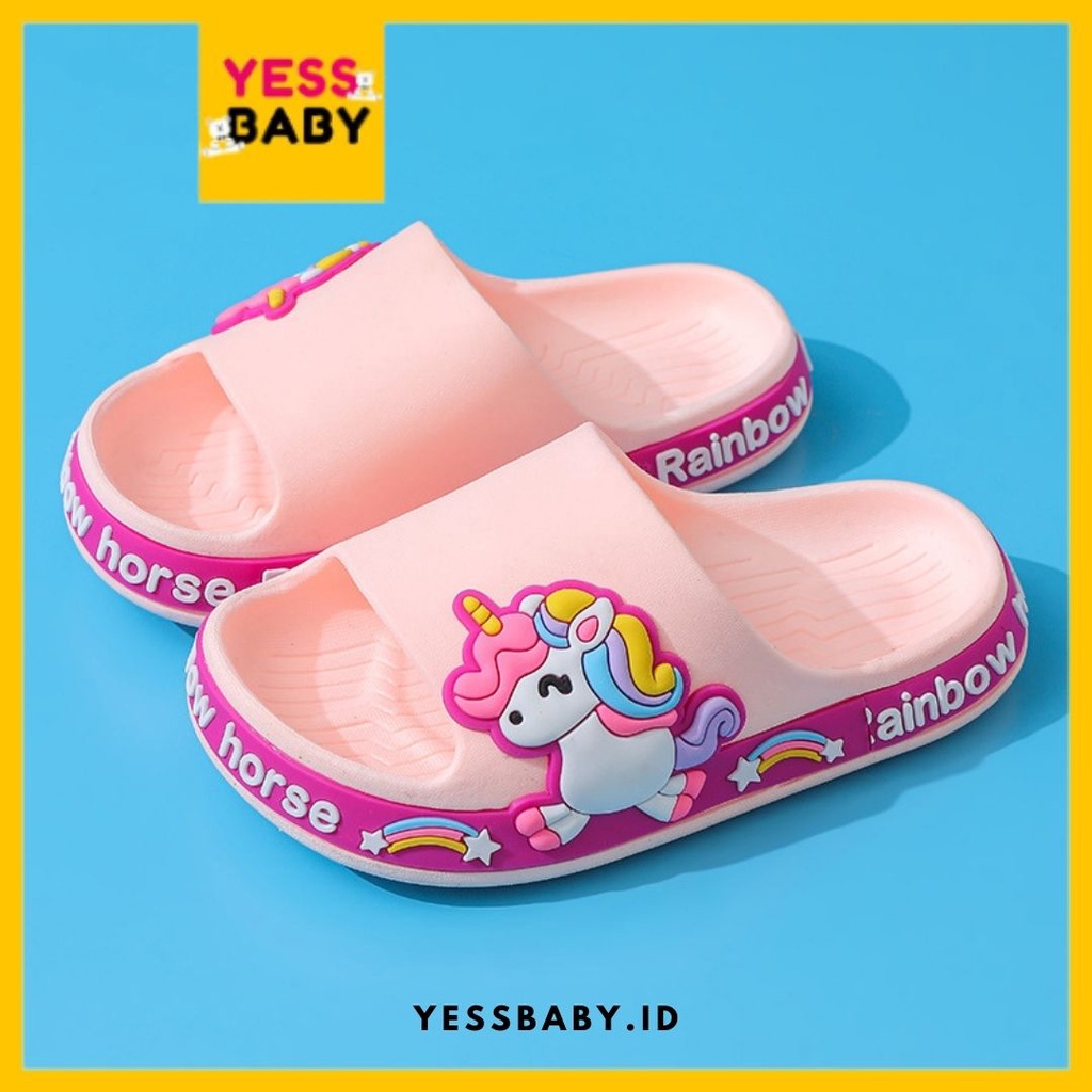 [COD] yessbaby UNICORN Sandal Import Anak Laki-laki Perempuan Bahan Lembut Motif Lucu Termurah Kekinian Sendal Casual