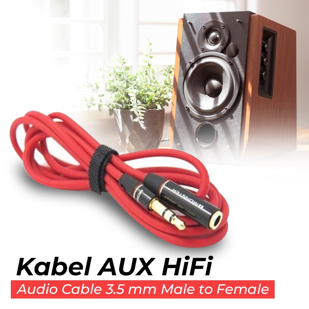 HiFi Aux Audio Cable 3.5mm Male to Female - OMCL2RRE Red