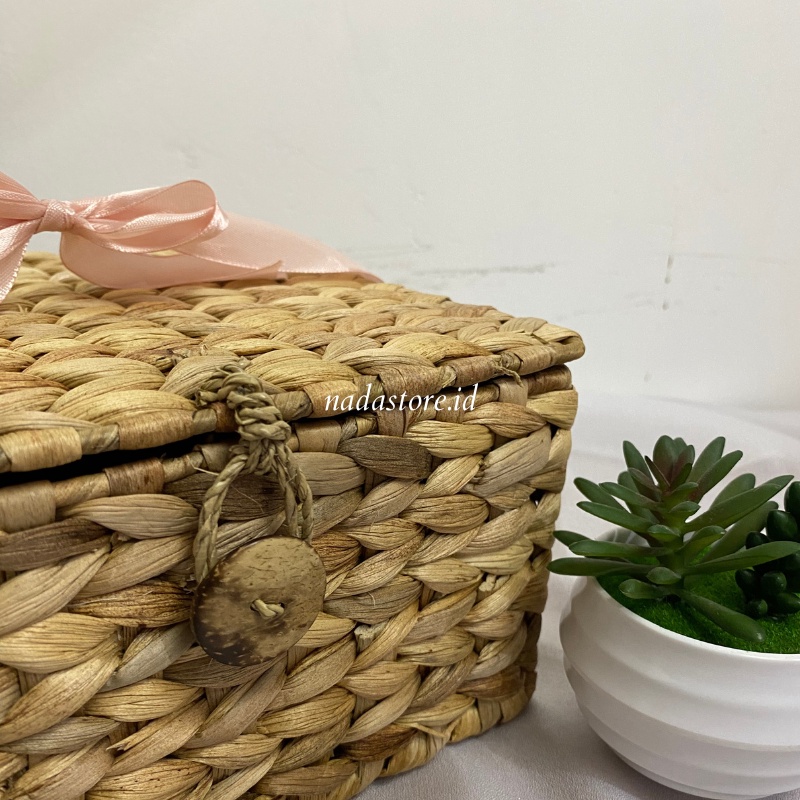 RUSTIC HOME STORAGE BOX MULTIFUNGI / HAMPERS BOX / KOTAK PARCEL / KERANJANG  Keranjang Anyaman Eceng Gondok | Tempat Penyimpanan Enceng