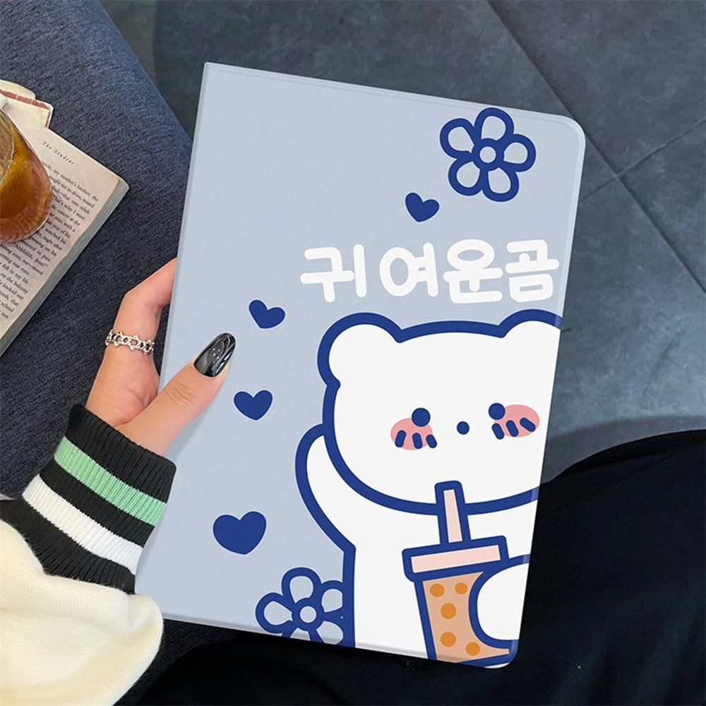 Cute Kawaii Bear Rabbit ipad case For Air 4 5 iPad Pro 2020 With Pencil Holder 10.2 8 7th 12.9 Pro 2
