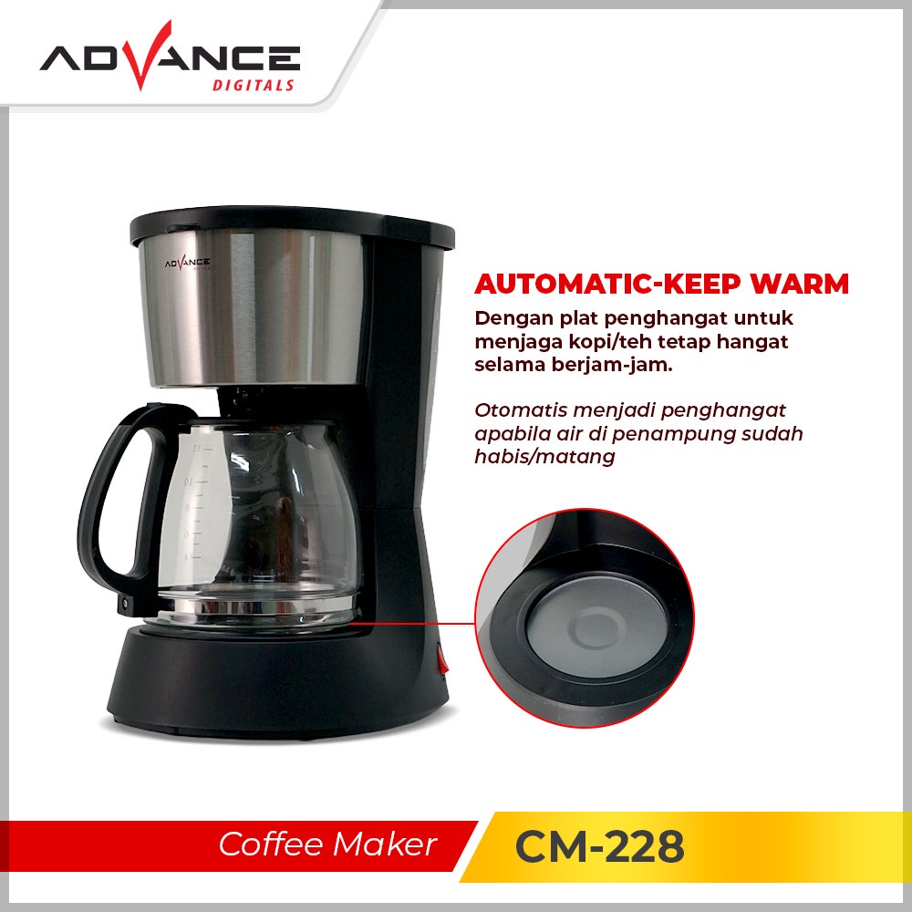 Advance Coffee Maker 1.5L Mesin Pembuat Kopi | Mesin kopi CM-228 Bergaransi Resmi 1 Tahun