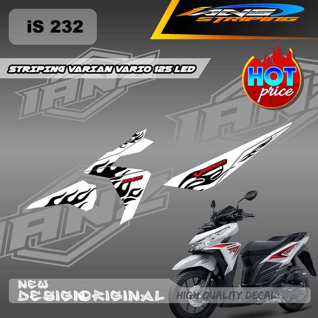 NEW STRIPING DECAL VARIO 125 LED KONSEP TRIBAL API / STIKER HONDA VARIO 125 LED BERBAHAN TIDAK MUDAH PUDAR / STIKER KERETA HONDA VARIO CUSTOM IS232