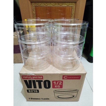 1 Lusin Toples Kue Kering Nastar Vito Clio 500 Gram Mika CT250 / Toples Clio 500 Gr