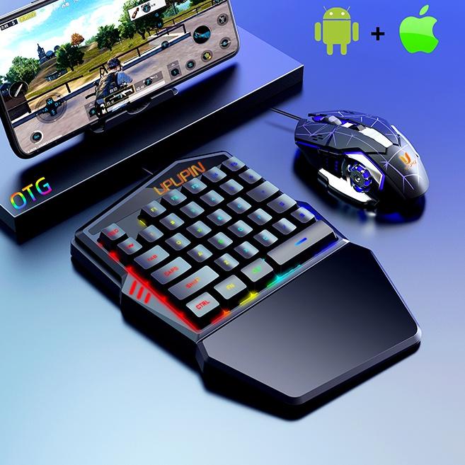 ◙ UPUPIN Paket keyboard gaming dan Mouse/Single Hand Gaming RGB Keyboard dan mouse PUBG keyboard gam