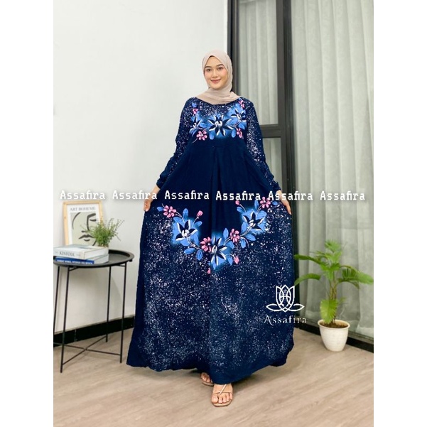 Gamis twill rayon lukis premium terbaru motif kekinin paling bestselleer