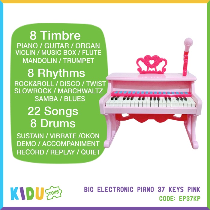 Mainan Anak Piano Karaoke Piano Electronic Piano 37 Keys Pink Kidu Toys