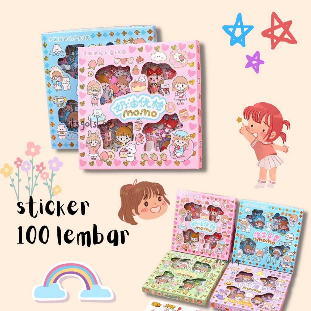 

100 Lembar Sticker Motif Kartun Korea Lucu Stiker Anti air Dekorasi Handbook Scrapbook DIY