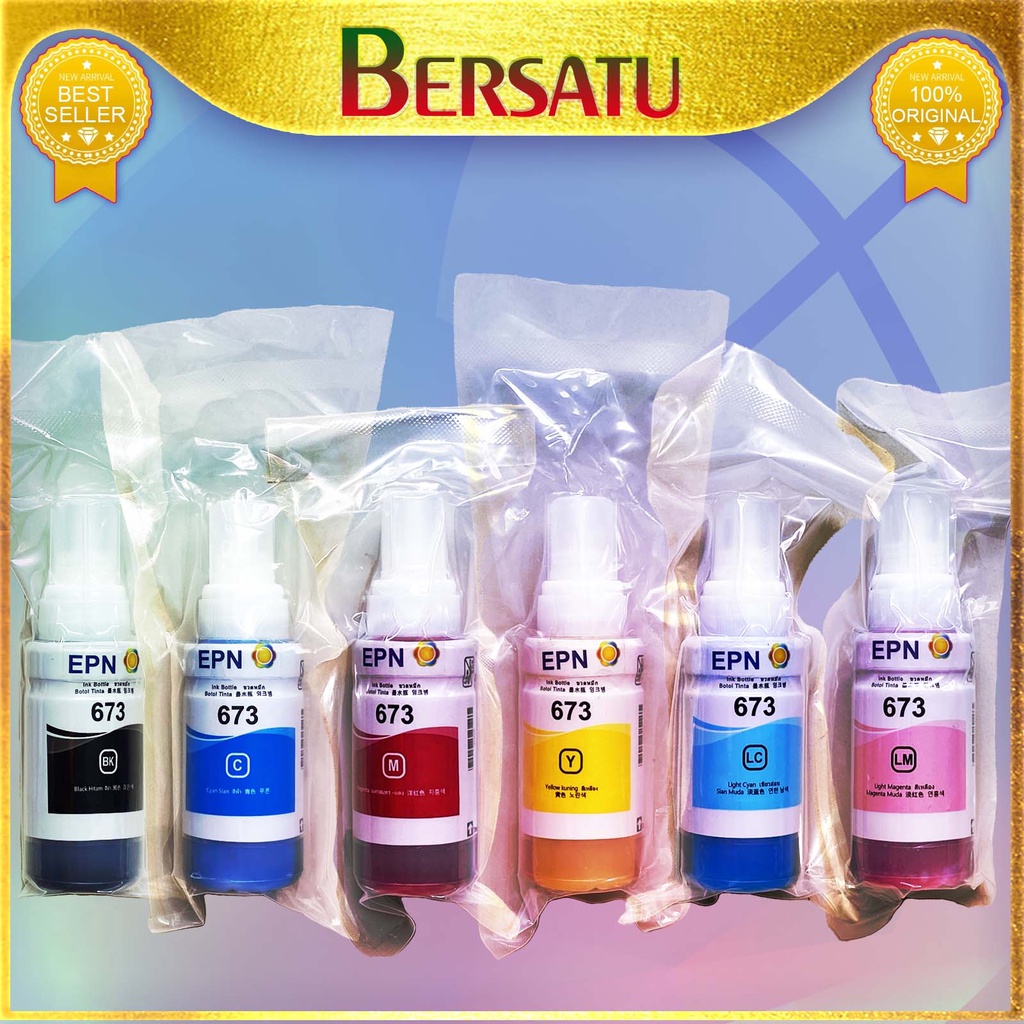 Tinta 673 T673 Premium EPN Kompatibel Epson 673 untuk Printer L800 L1800 L805 L850 B/C/M/Y/LC/LM No Box