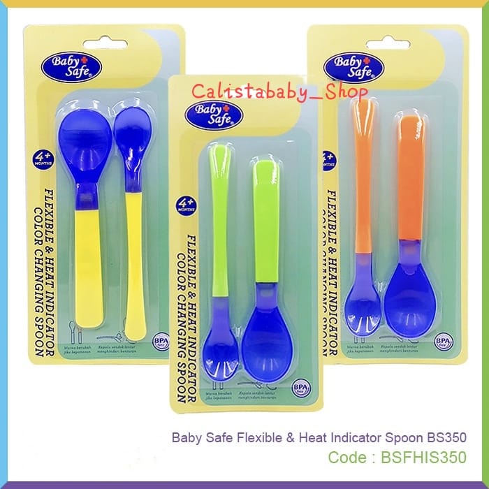 Baby Safe Flexible &amp; Heat Indicator Spoon BS350 dan BS348/ Sendok Bayi Baby Safe / Sendok MPASI