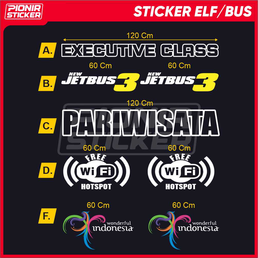 Stiker Bus Parawisata Cutting Sticker Kaca mobil Jetbus3 Jetbus 3 Wonderful Indonesia Wifi