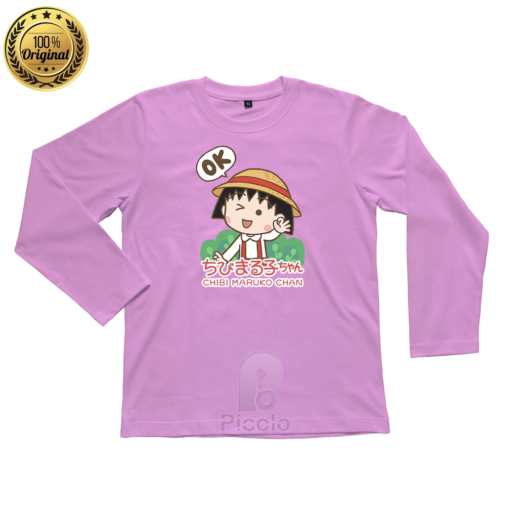 (FREE NAMA) BAJU KAOS ATASAN LENGAN PANJANG ANAK MOTIF KARTUN CHIBI MARUKO CHAN