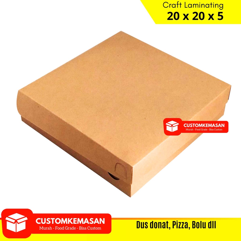 Dus Pizza / Dus Brownies / Dus Donat / Dus Bolu / Dus Bomboloni ukuran 20x20x5 Laminasi