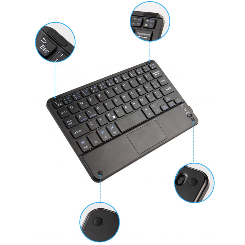 COD Keyboard Bluetooth Ultra Slim Touchpad Android Laptop Kantor Kerja
