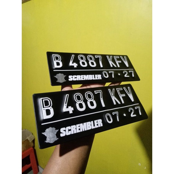 Aksesoris Motor Plat Nomor Motor Hitam Custom font lubang setengah