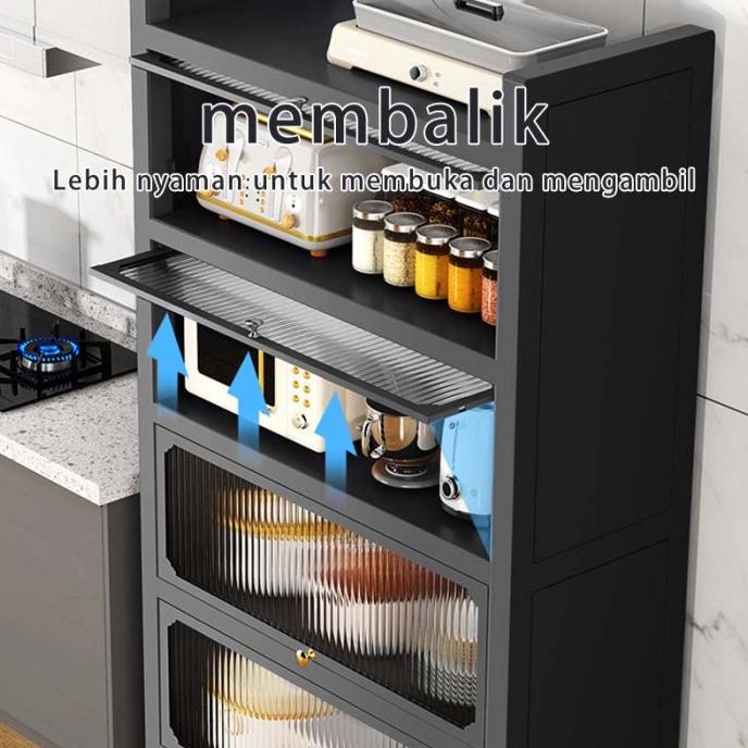 NETEl Lemari Dapur Rak Oven Microwave Serbaguna Lemari Rak Piring Rak