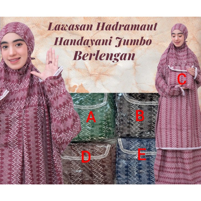 Mukena Lawasan Hadramaut Handayani Jumbo Berlengan