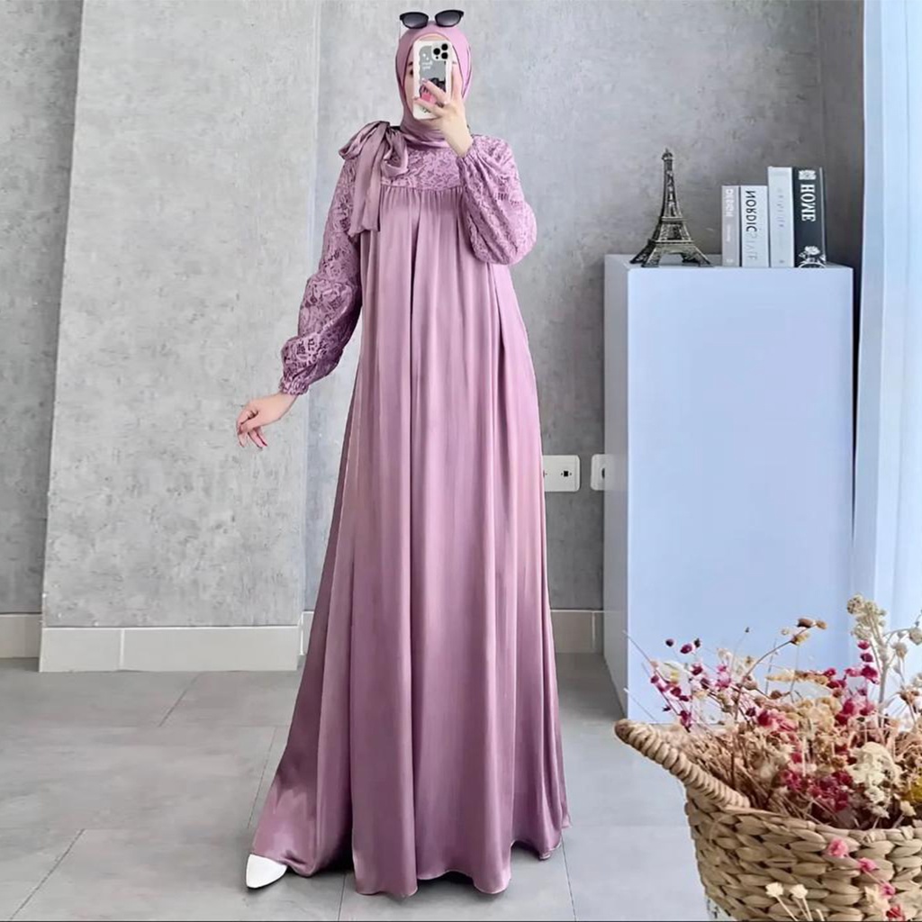 DRESS MAXI / SATIN MAXI DRESS / DRESS WANITA / DRESS SATIN