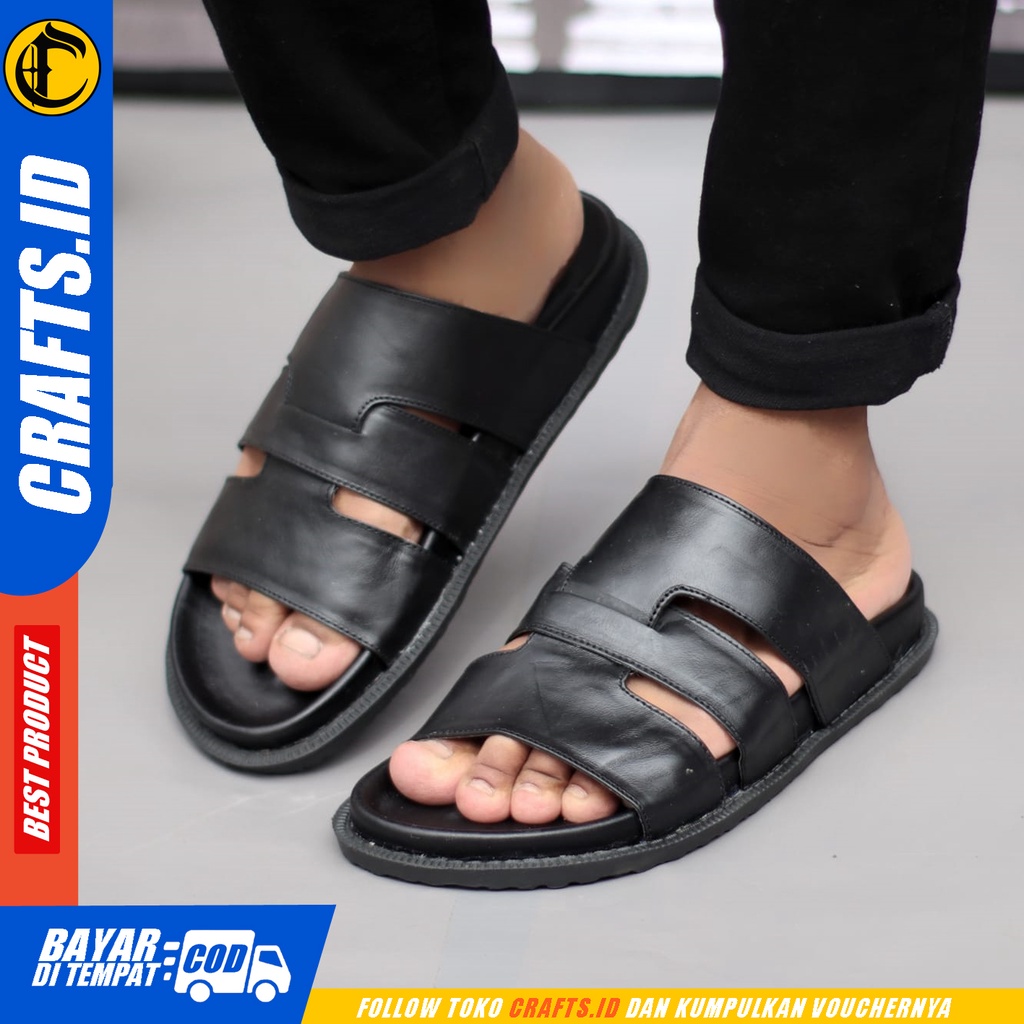 Sandal Kulit Asli Sendal Casual Pria Crafts Haka