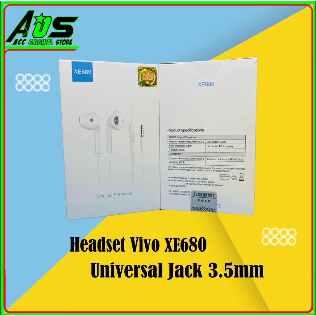 Headset VIVO XE680 Original Hifi Handsfree Earphone Vivo With Mic XE680