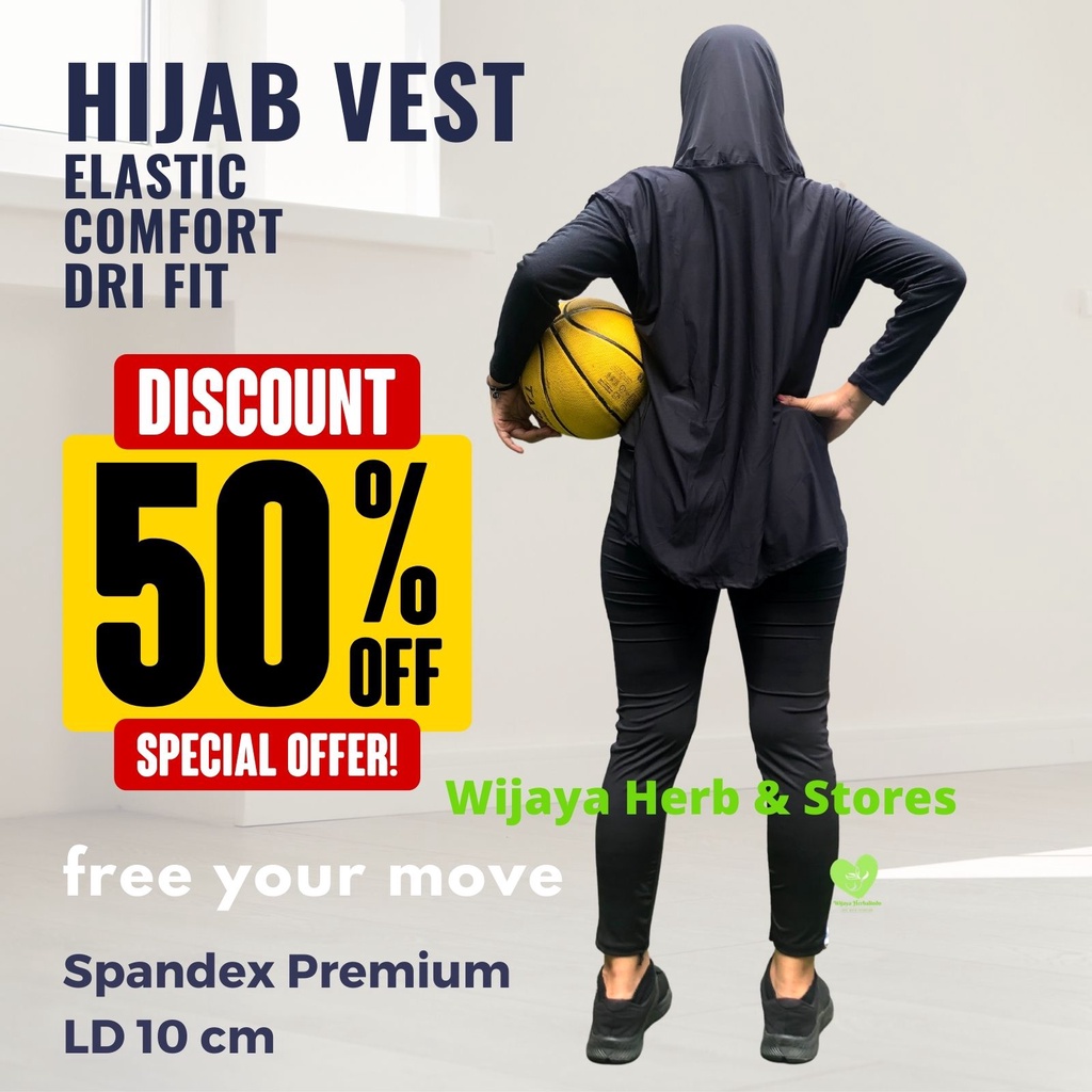 Rompi Olahraga Wanita Hijab Vest Sport Instan Praktis Nyaman Elastis Quick Dry bahan Spandeks Premium