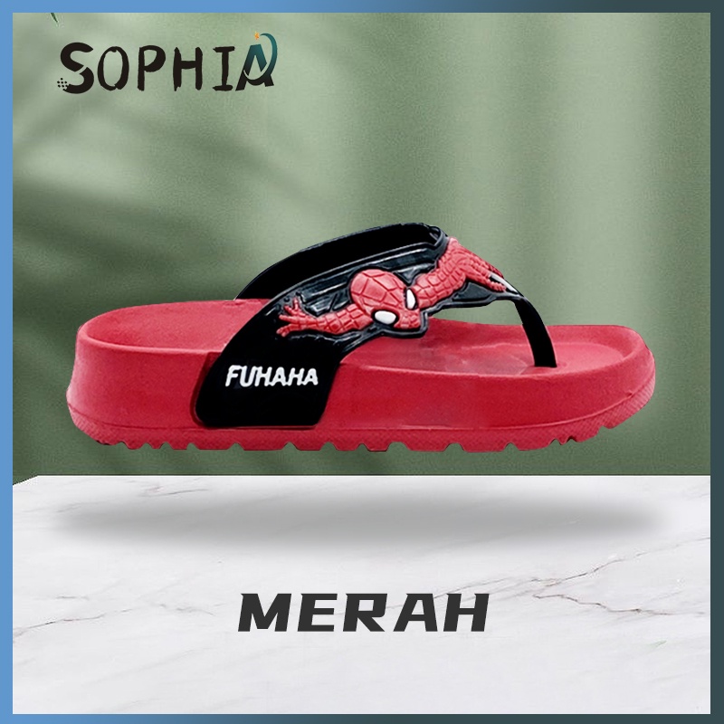 Sandal Superhero Sandal Jepit Anak Spider-Man Warna Solid Sandal Jepit Anak Laki-laki Karakter 2 - 9 tahun