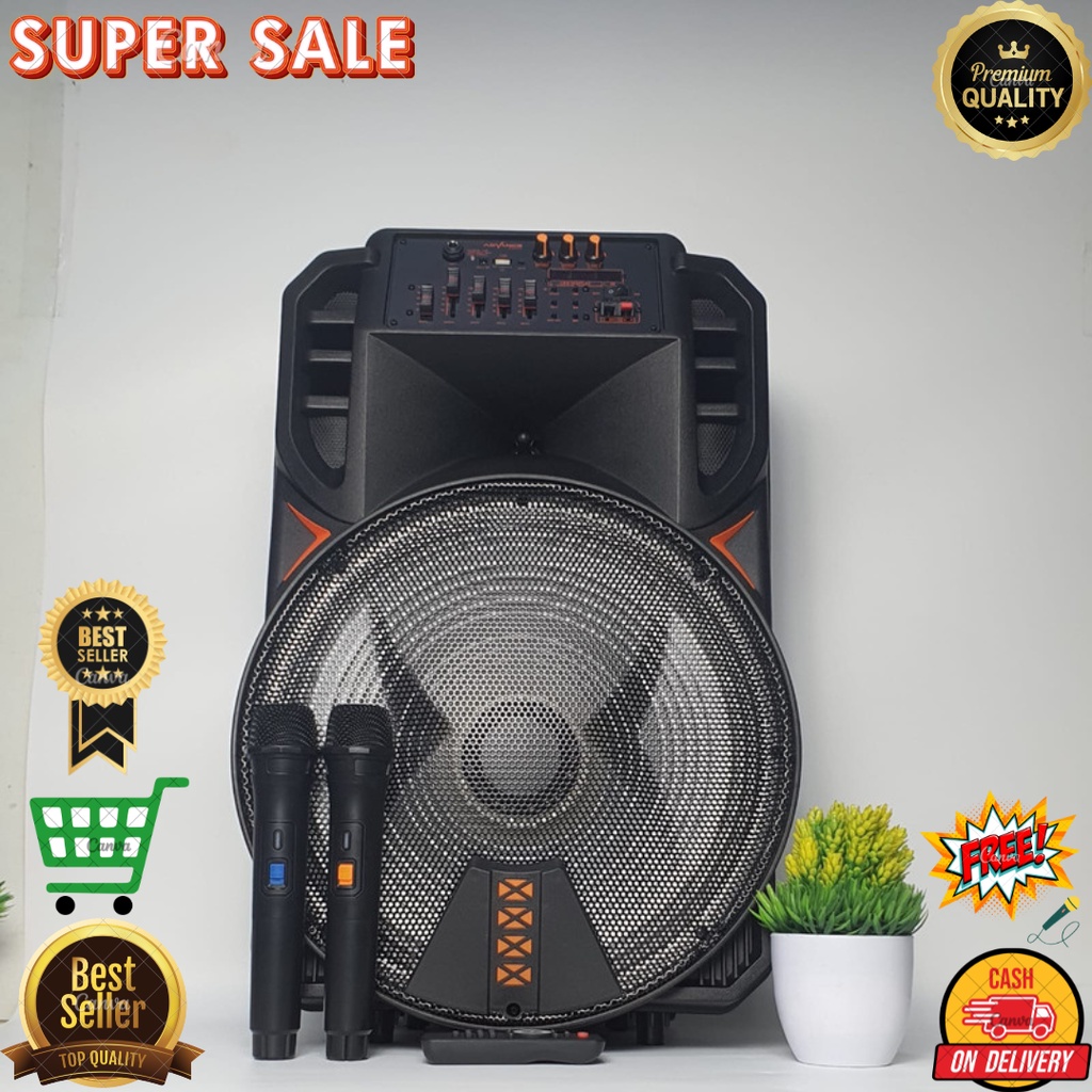 SPEAKER SPEKER BLUETOOTH PORTABLE + FREE 2 MIC WIRELESS ADVANCE DIGITALS K1506 XTRA POWER SOUND 15 I