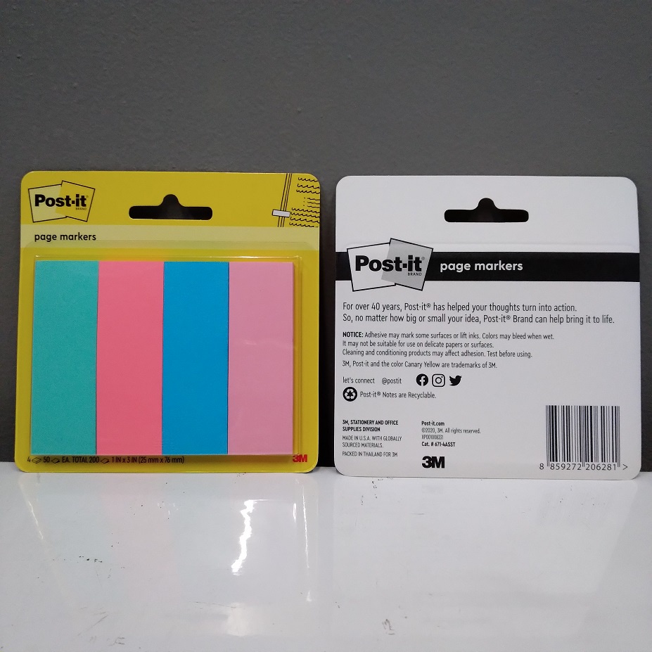 

RB 3M Post It 671-4ASST Page Marker 1x3 inch isi 200 lembar