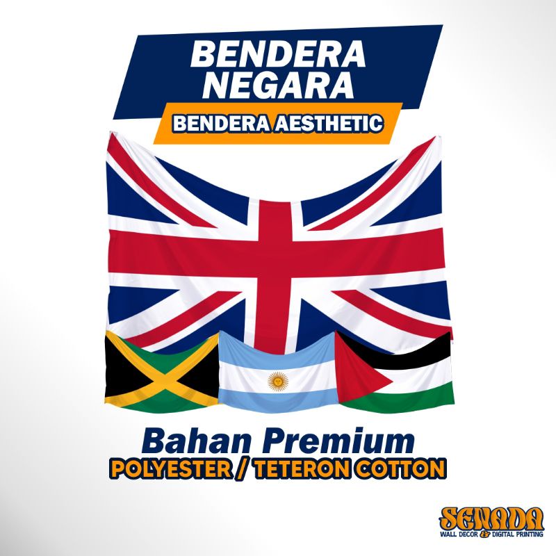 Bendera Negara Aesthetic untuk Dekorasi Kamar: Inggris, Jamaika, Amerika - Bahan Premium