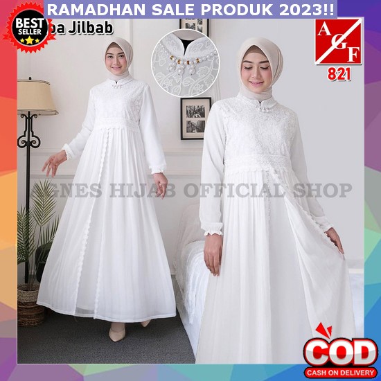Shamara Gamis Muslim Dress Korea Remaja Model Fashion Muslim Terbaru Kekinian Agnes Gamis Putih Wani