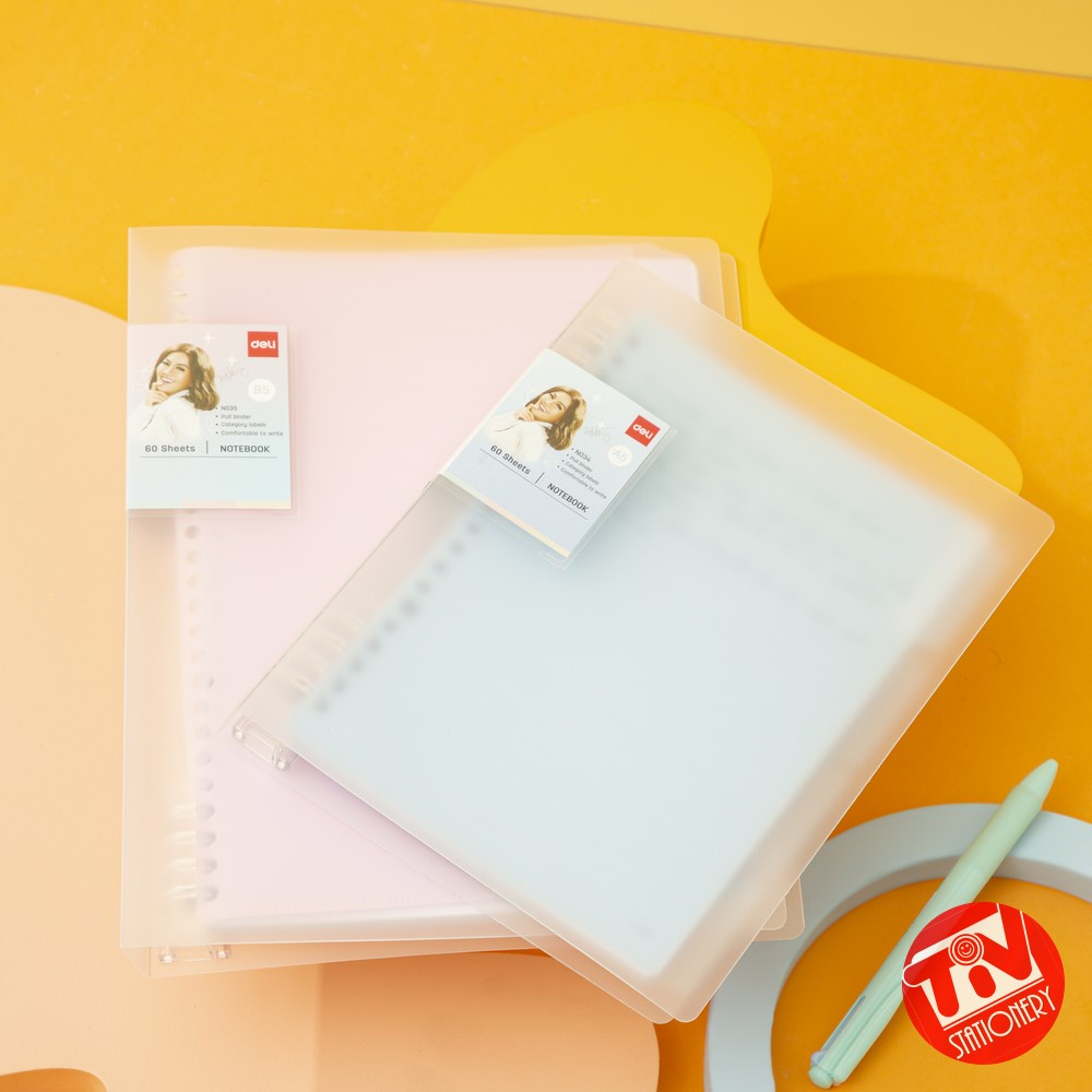 

[DELI X AGNEZ MO] Deli Loose Leaf Notebook / Binder / Buku Catatan A5/B5 Ring Plastik Ringan Gratis Isi