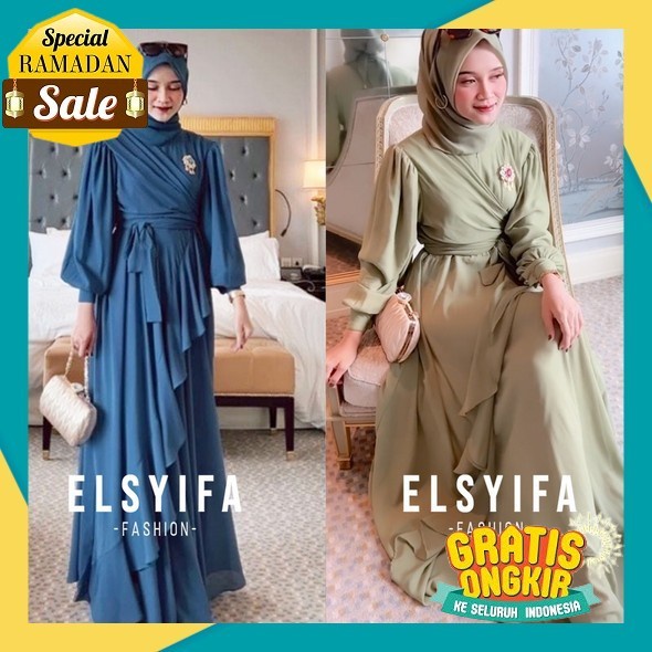 Gamis Silk Sateen Premium Set Hijab Dress Muslim Wanita Model Terbaru 2022 Dan Kekinian // Baju Gami