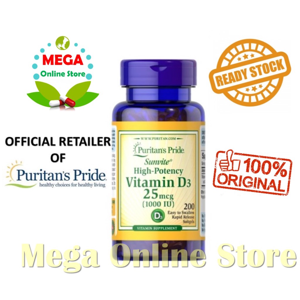 Puritan Pride Vitamin D3 1000 IU - 200 Softgels