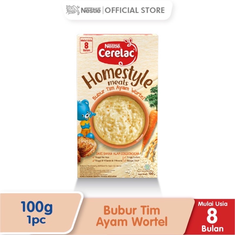 BARU! CERELAC Homestyle Meals Bubur Tim Ayam Wortel &amp; Tim Sayur 100gr MPASI BAYI