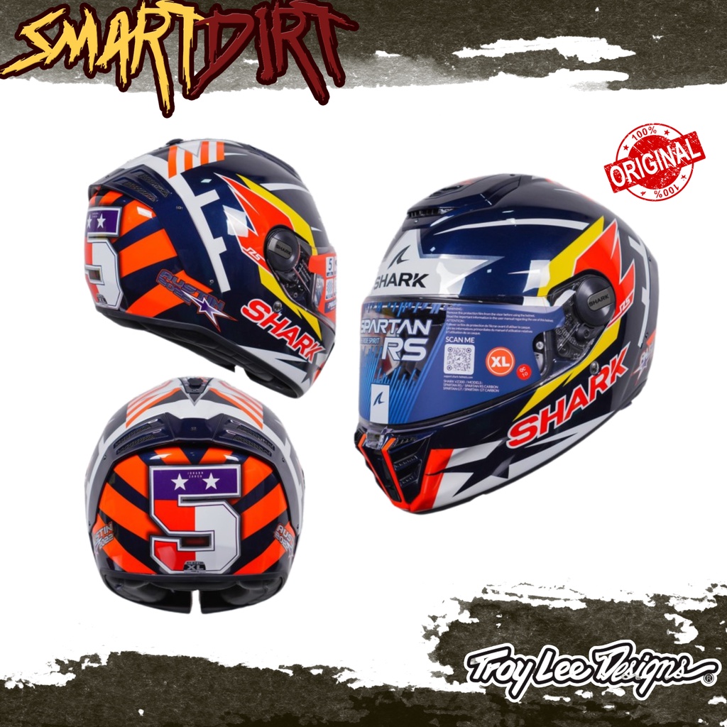 HELM FULL FACE SHARK SPARTAN RS ZARCO BLUE RED WHITE HELM MOTOR SHARK