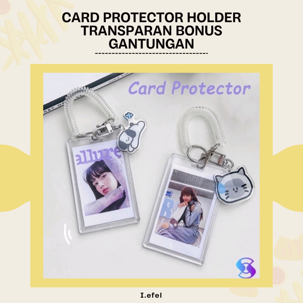 CARD HOLDER TRANSPARAN GANTUNGAN KUNCI AESTHETIC AKRILIK TRANSPARAN + FREE GANTUNGAN -I.EFEL-