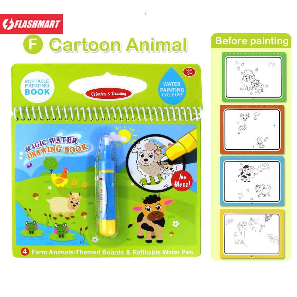 Flashmart Buku Mewarnai Cat Air Anak Magic Water Book - Gift-2358-1