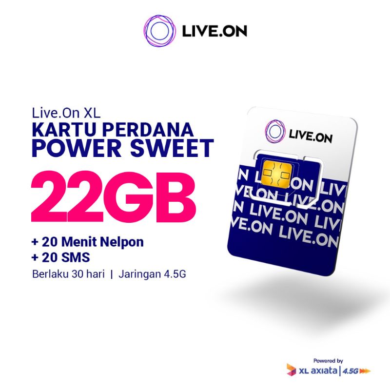 Kartu Perdana Live On XL 22GB (30 Hari) | Gratis Ongkir COD