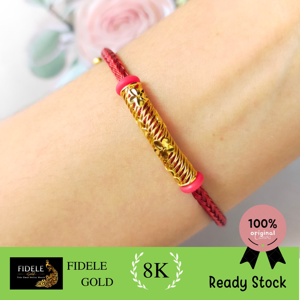 Gelang Pipa Bambu Tali emas asli charm pandora liontin slobok tabung 700 kadar tua 16K kadar 375