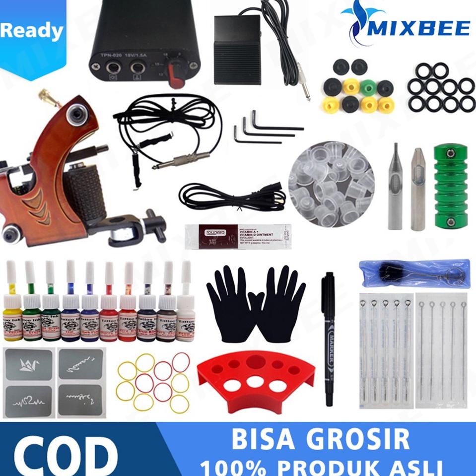 SIAP KIRIM Mesin Tato Full Set - Alat Tatto - Tattoo Machine - Set Tato - Tattoo Kit Bonus Tinta