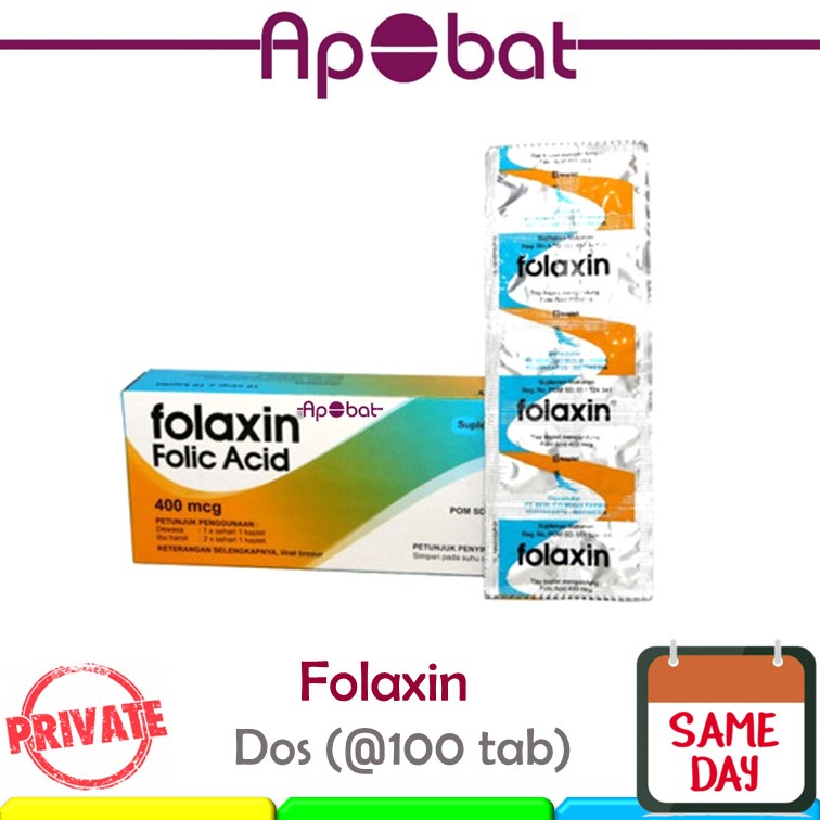 - ApObat - Folaxin DUS 400 mcg isi 100 Tablet Vitamin Ibu Hamil / Program Hamil Asam Folat Kaplet Fo