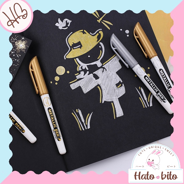 

Pulpen spidol metalik glitter silver gold cantik HB1757