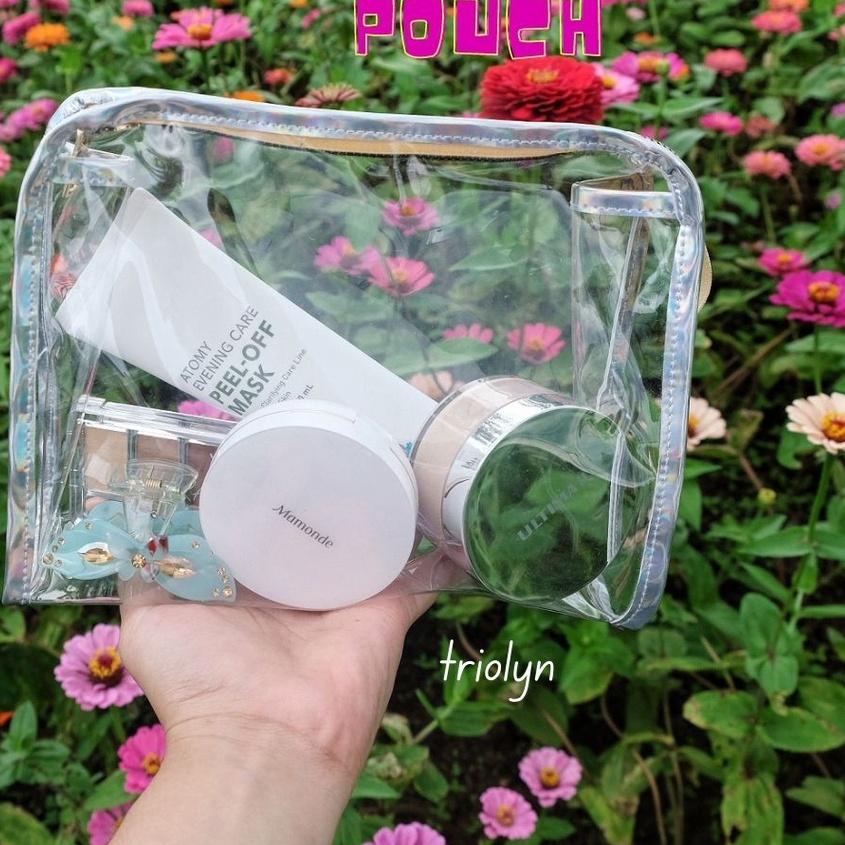 ℗ Pouch Transparan hologram ( make up, tempat pensil , brush) ⅍