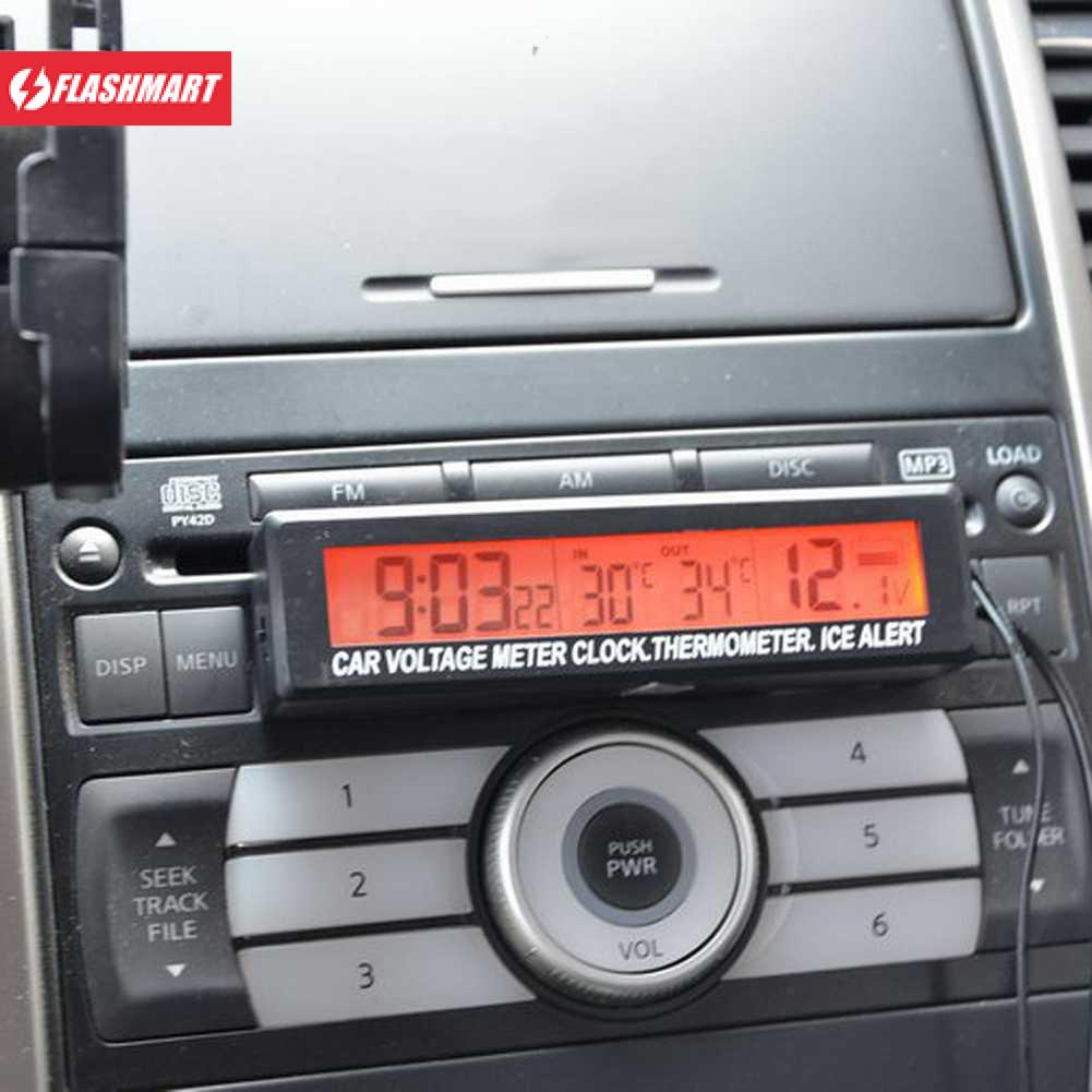 Flashmart Jam Digital LCD Mobil dengan Thermometer Battery Voltage Monitor - EC88